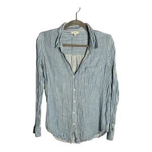 Lucky Brand Blue White Striped Button Down Long Sleeve Shirt Small